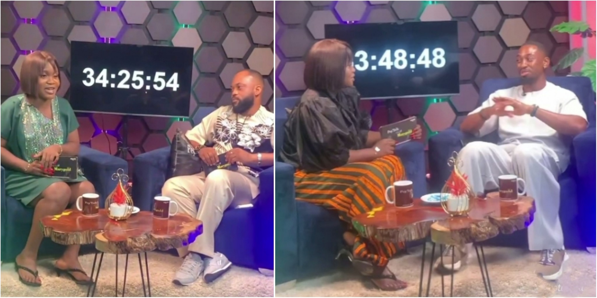 Nigerian lady hosts Damilola Olatunji, BBNaija’s Saga, others on 100-hour TV talk show to break world record