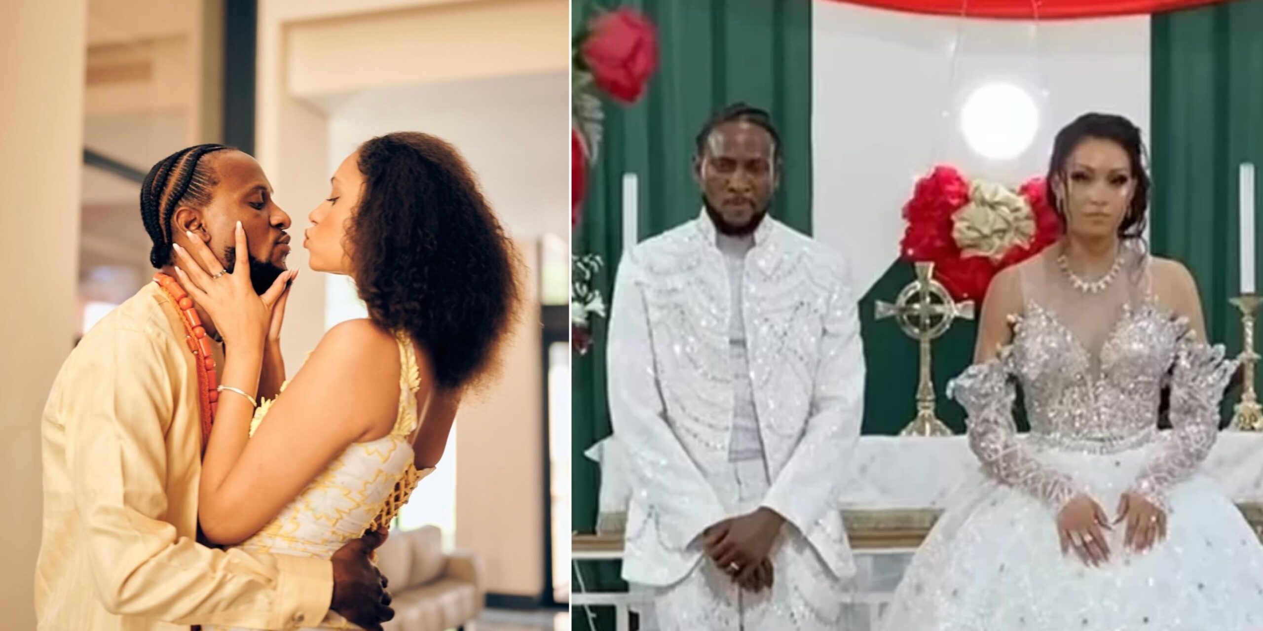 Omashola and wife quarrel over money sprayed at their wedding [VIDEO]