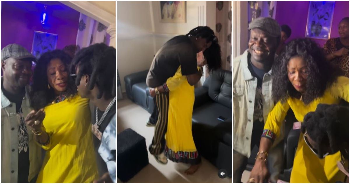 Heartwarming moment Shallipopi reunites with family, singer’s dad and mom vibe to hit track, ‘Cast’ -VIDEO