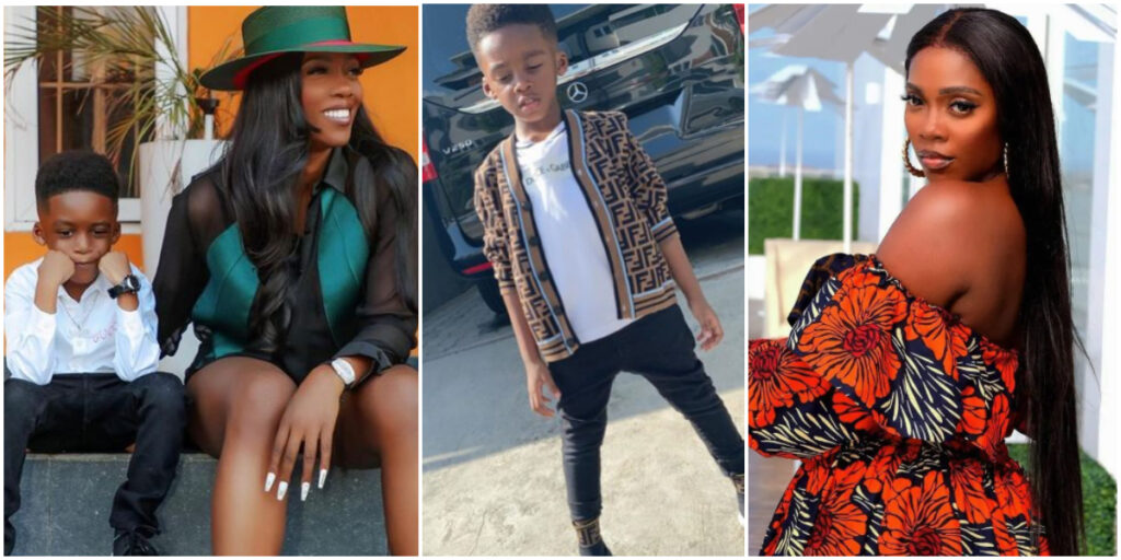 Tiwa Savage unveils striking resemblance with son in throwback photo