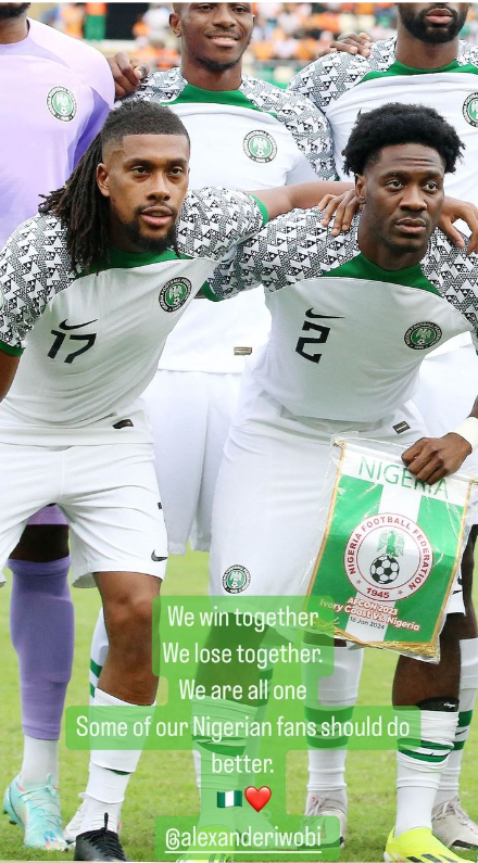 Super Eagles unite against cyberbullying in solidarity with Alex Iwobi