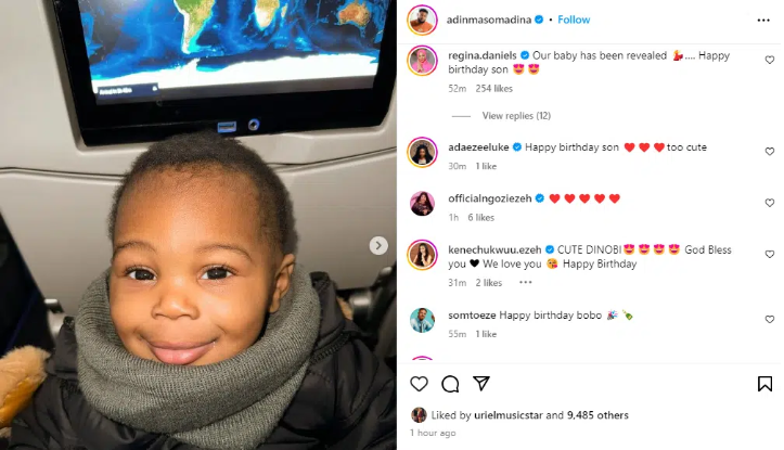 "Our baby" - Regina Daniels reacts as ex-Boyfriend Somadina unveils his son on his first birthday