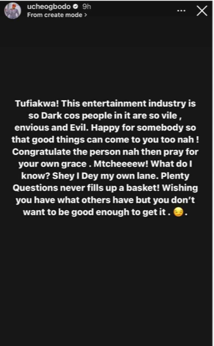 Uche Ogbodo condemns envy and cruelty in entertainment industry