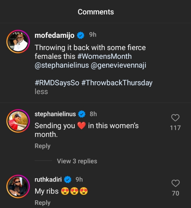 Stephanie Okereke reacts sweetly to RMD’s recent comment about her and Genevieve Nnaji