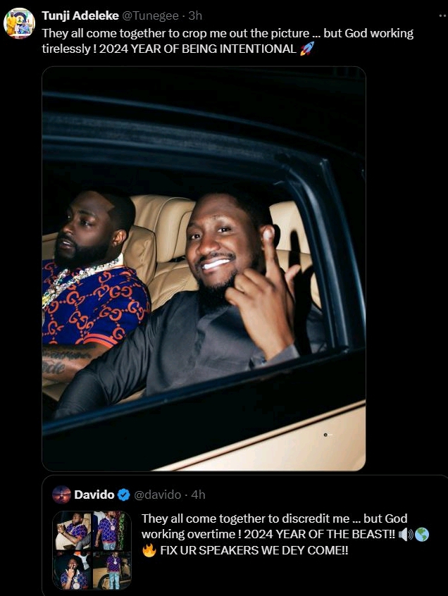 Tunji Adeleke calls out cousin Davido for cropping him out of recent photo they took together