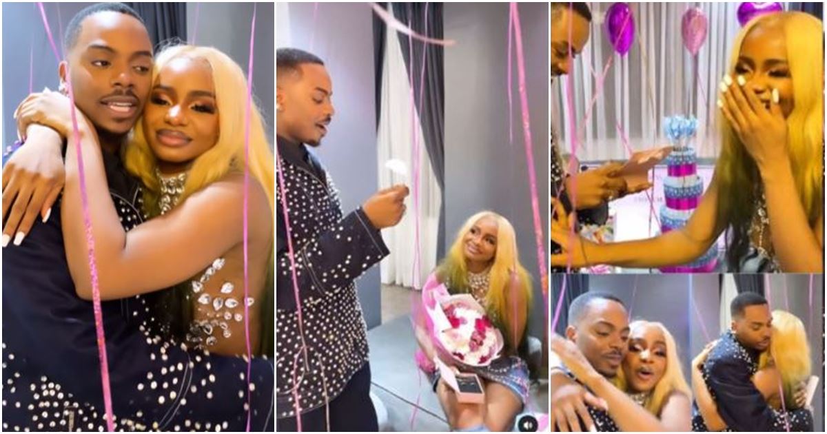 Enioluwa surprises Priscilla Ojo with cake, money bouquet, trip to Zanzibar, others on 23rd birthday (Video)