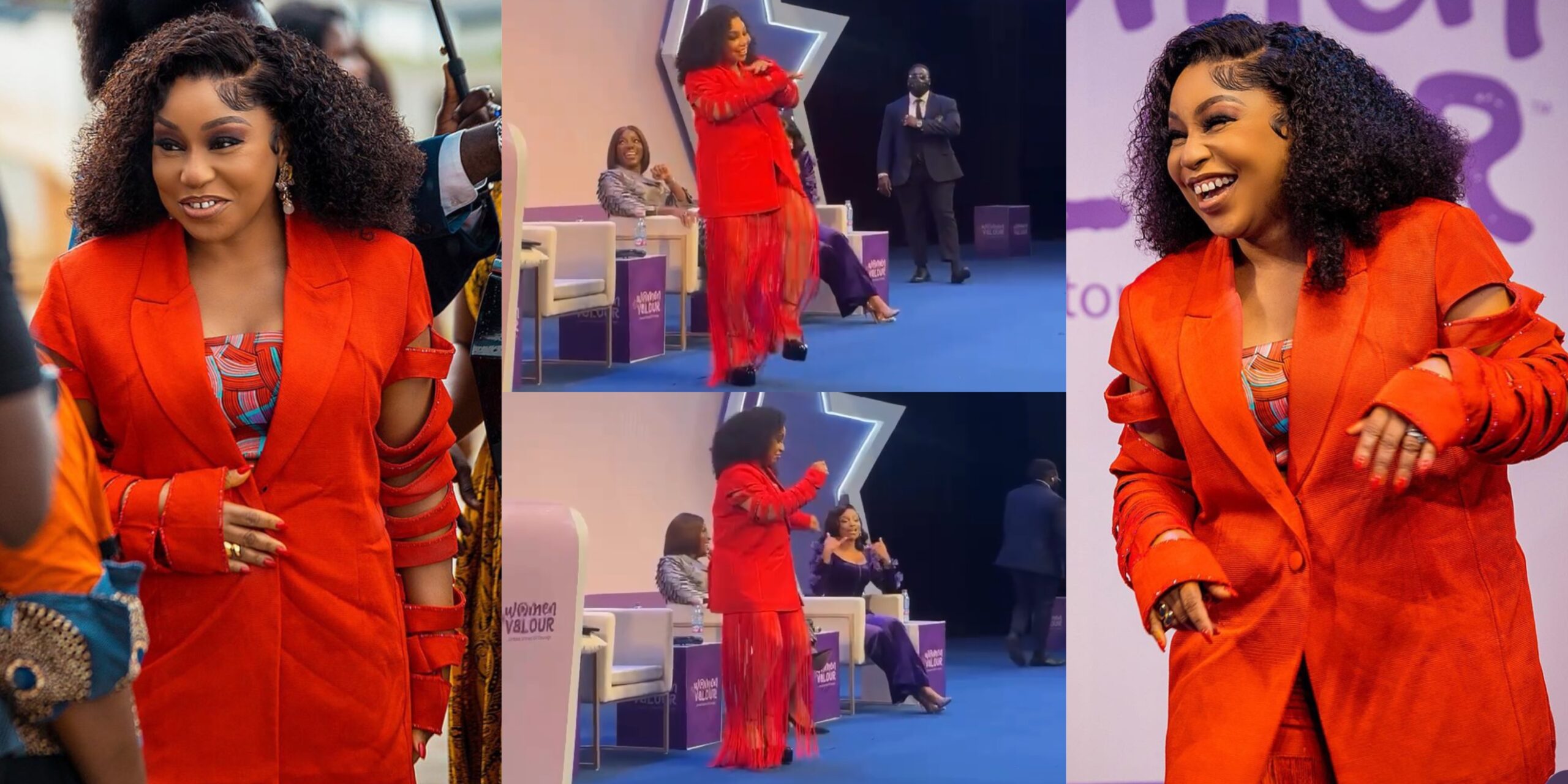 She can’t dance to save her life – netizens tease Rita Dominic’s dance moves on stage [VIDEO]