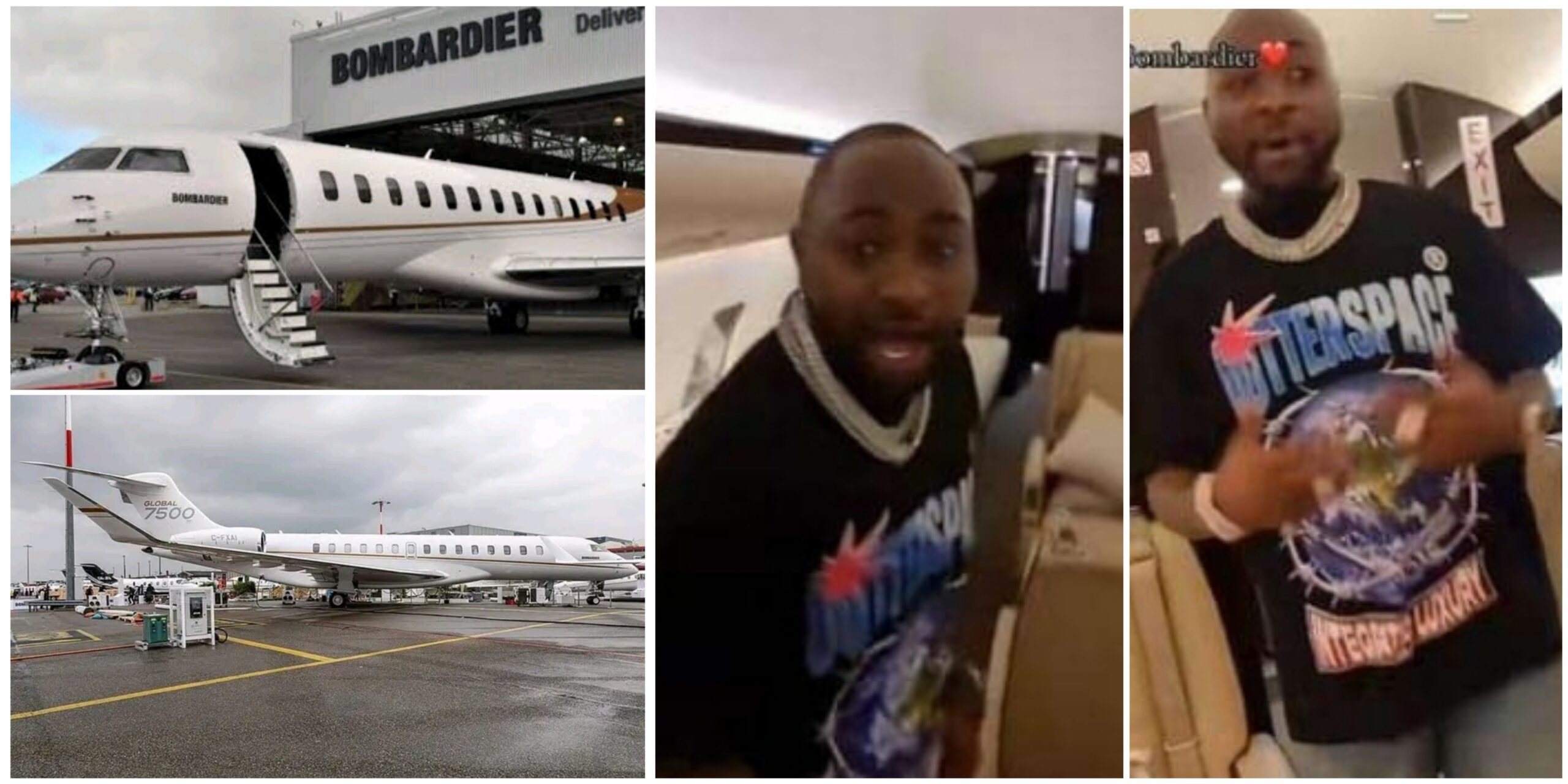 “Bombie baby” – Davido ecstatically flaunts interior of his new ₦102 billion Bombardier private jet (VIDEO)