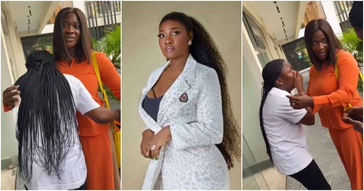 Lady cries a river as she meets her celebrity crush, Mercy Johnson -VIDEO