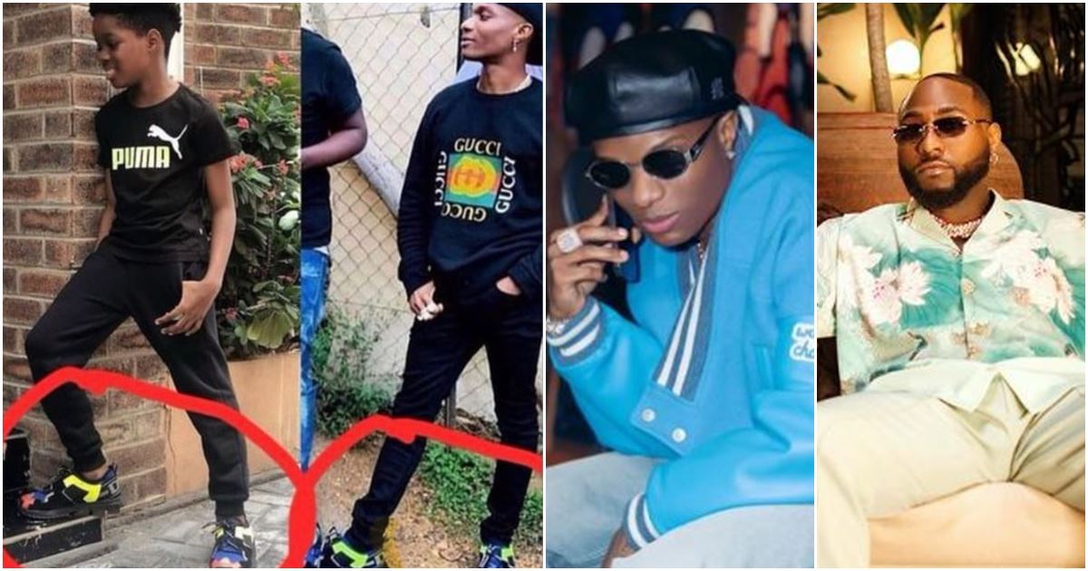 Netizens dig up photo of Wizkid and son, Boluwatife sharing same shoe after Davido mocked him