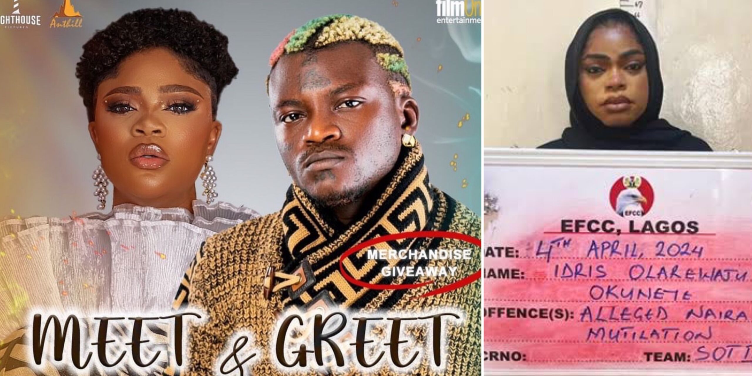 Brotherhood don replace sisterhood – fans react as Portable joins Eniola Ajao for her movie’s meet and greet