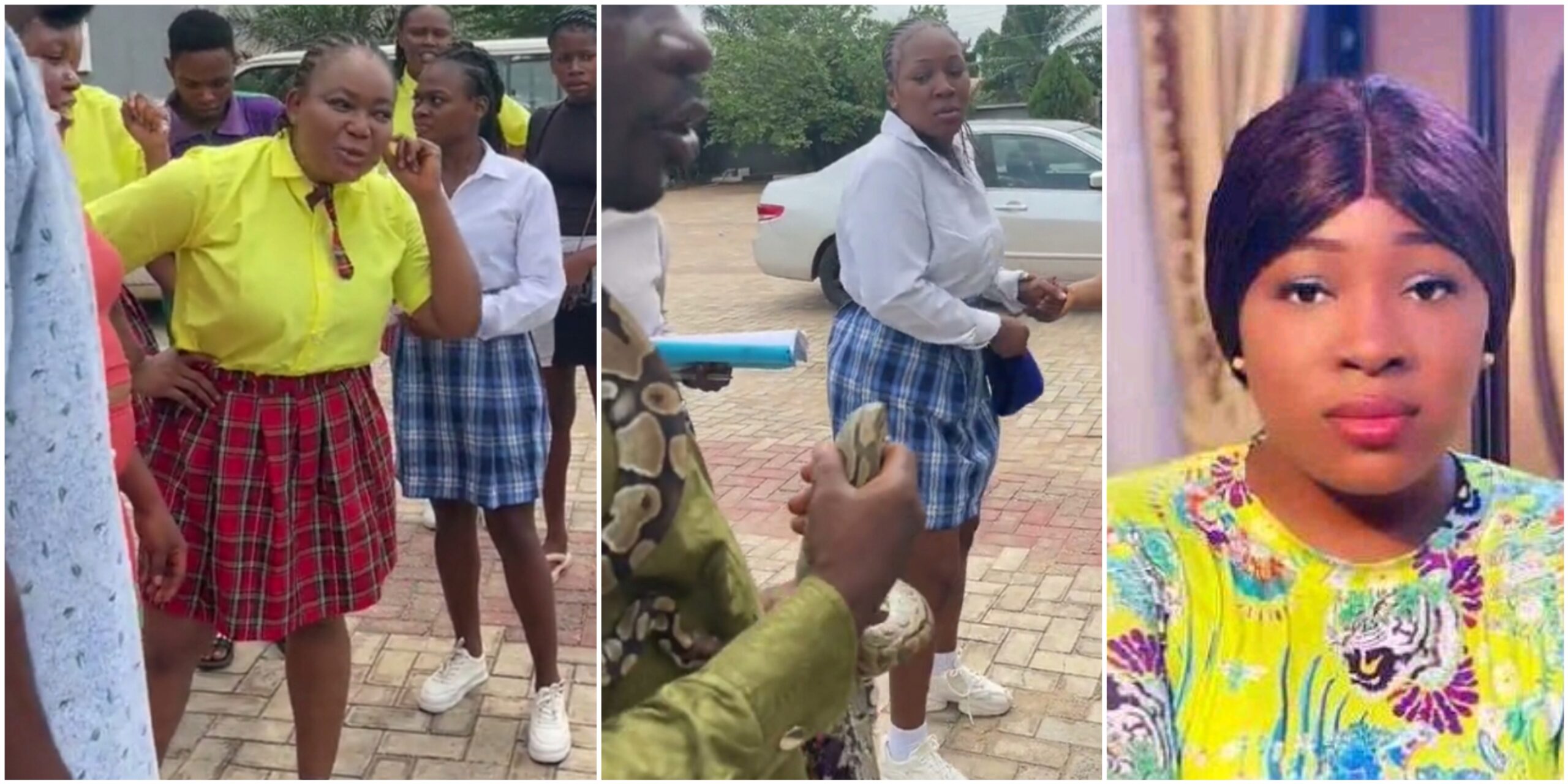 Call AGN – Rachael Okonkwo tells Chizoba Nwokoye as she freaks out over snake encounter on movie set (VIDEO)