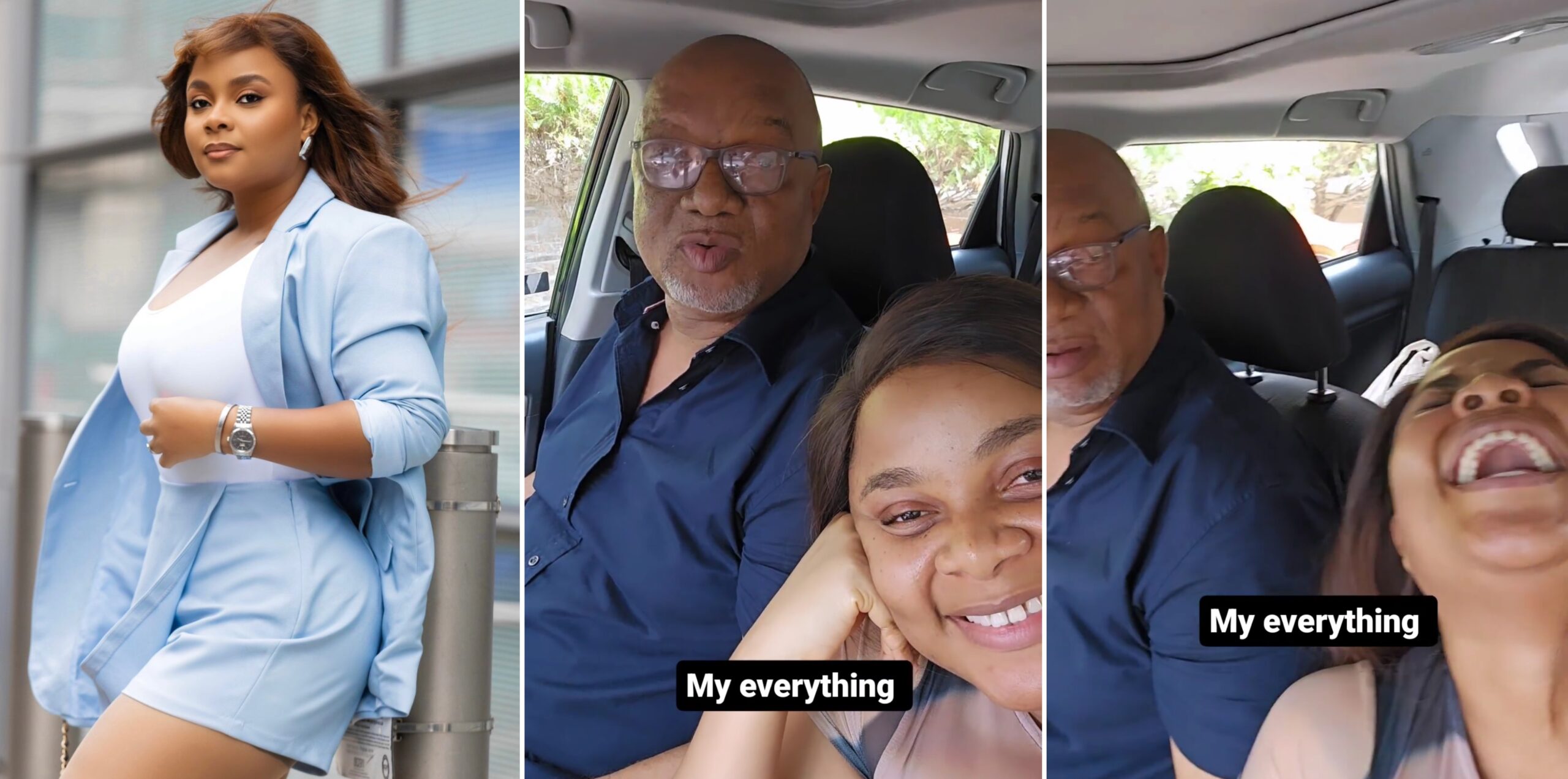 Who’s your love – Bimbo Ademoye’s dad quips as actress teases him in refreshing video