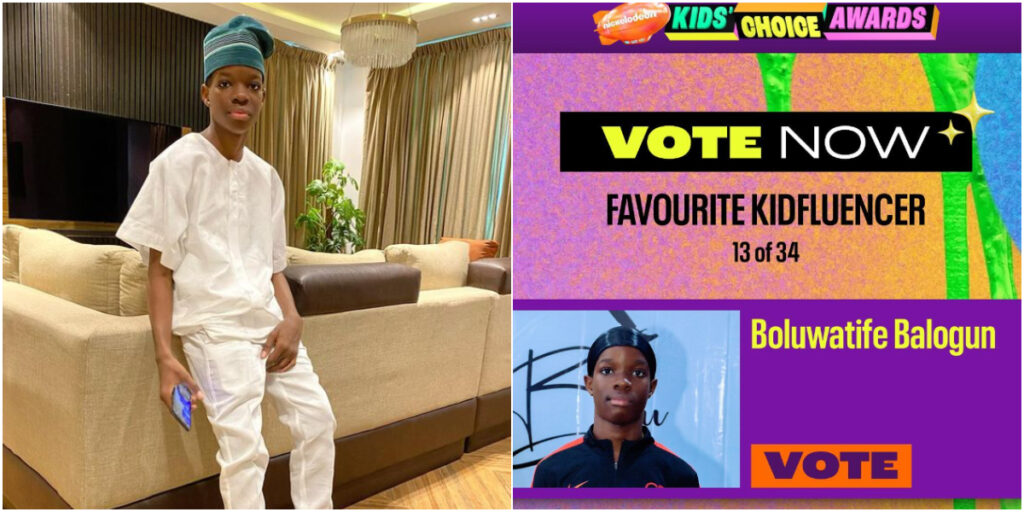 Boluwatife Balogun nominated for 2024 Nickelodeon Kids Choice Awards