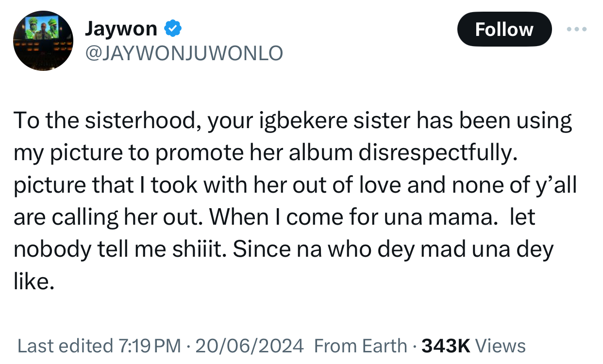 Jaywon blows hot at Ayra Starr over disrespectful use of their photo