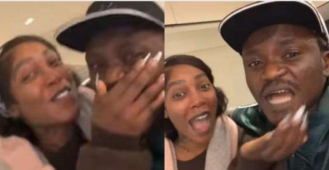 Portable leaves Tiwa Savage blushing uncontrollably as they link up in London (VIDEO)