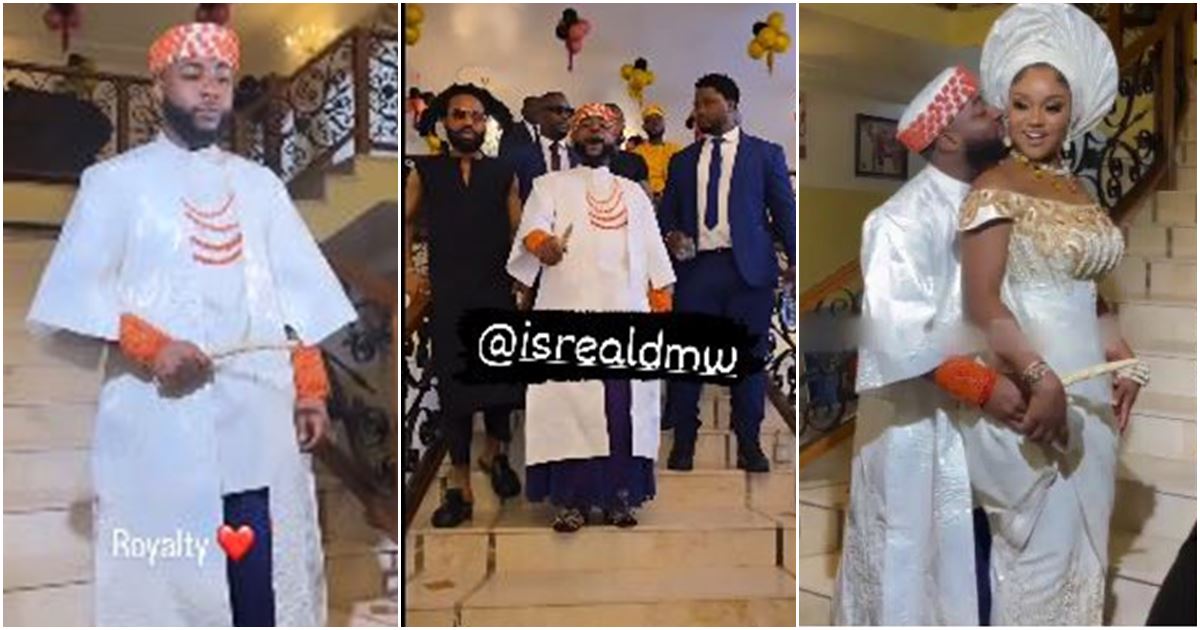 Davido dazzles in second outfit for wedding, netizens gush