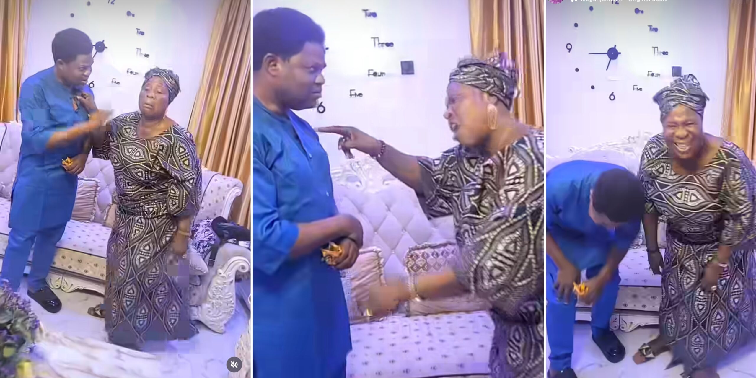 Yomi Fash-Lanso stunned as Madam Saje does the pluto dance with him [VIDEO]