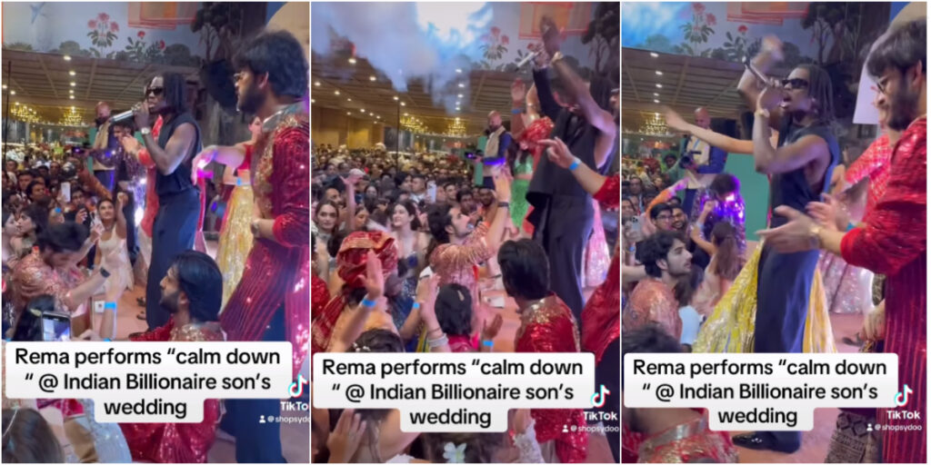 Video of Rema performing 'Calm Down' at lavish Indian billionaire's son's wedding, after being paid N4.5b surfaces online