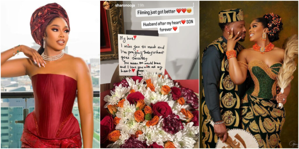 Sharon Ooja flaunts bouquet, handwritten note she received from husband on movie set