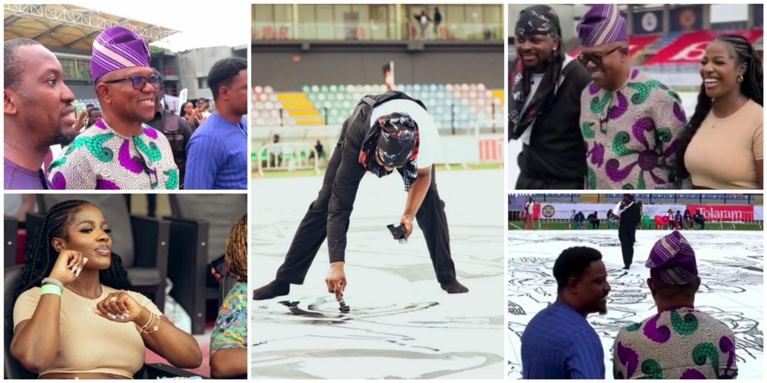 Peter Obi, Hilda Baci witness a spectacle as Nigerian doctor shatters world record for largest drawing(VIDEO)