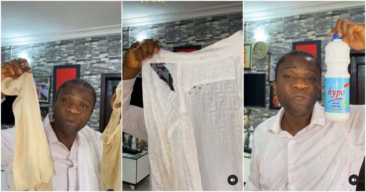 Speed Darlington goes gaga after bleach damaged white shirt he used in search for wife -VIDEO