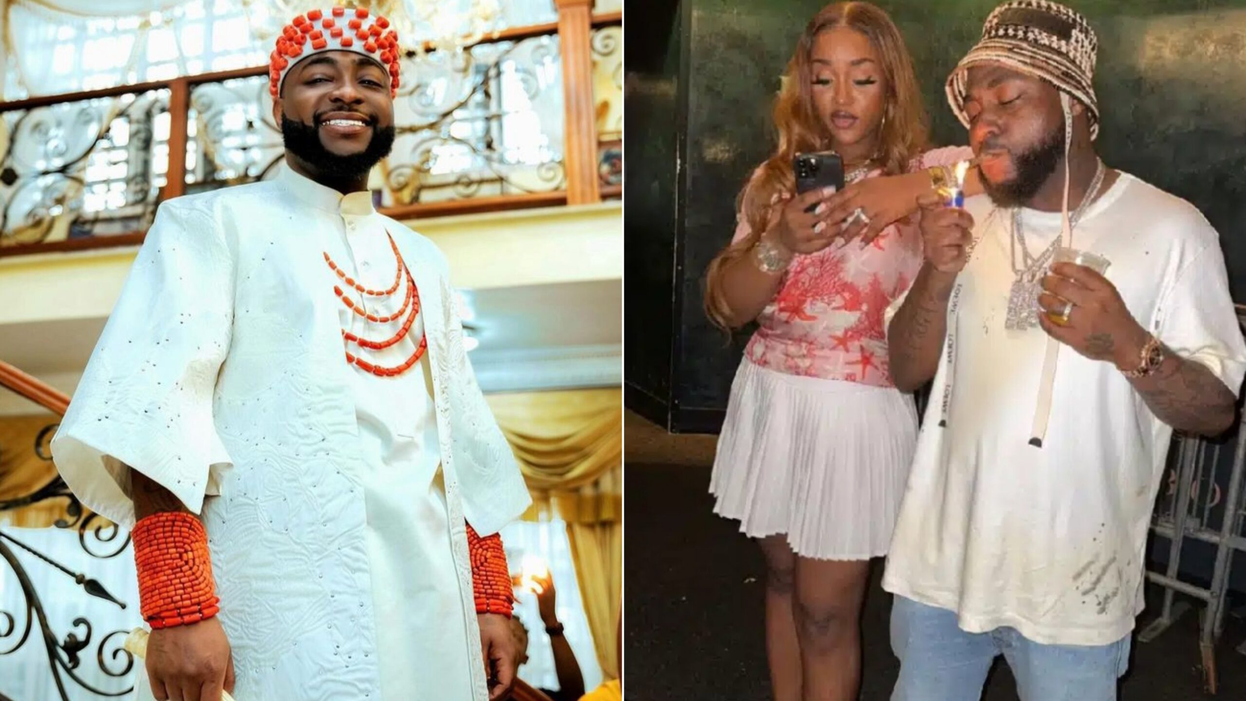 Davido called out for smoking next to his wife, Chioma