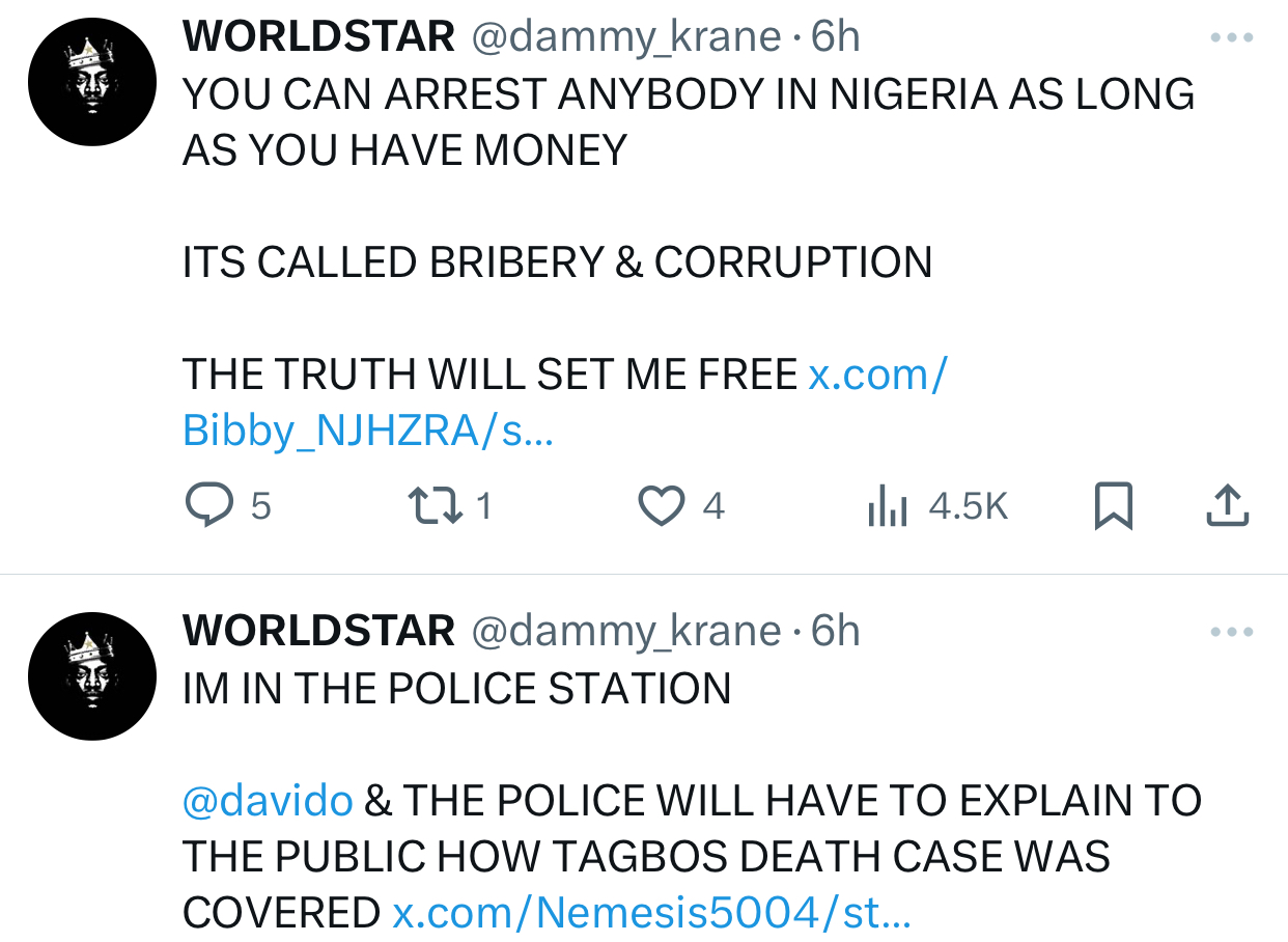 Dammy Krane arrested, to face criminal charges over alleged defamation against Davido