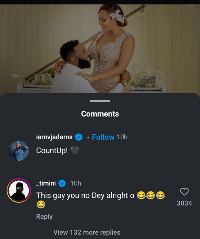 Timini, Bimbo Ademoye react as VJ Adams hits back at them with his own loved-up snapshots with Juliet Ibrahim