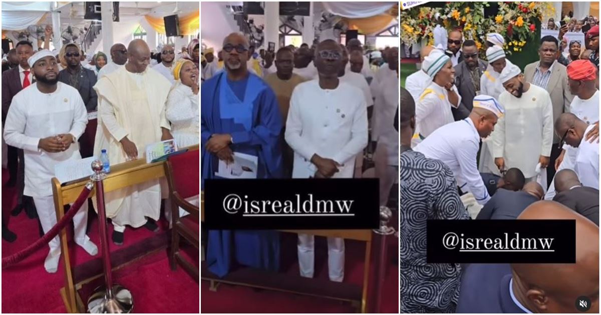 Davido attends church with his dad, Governor Dapo Abiodun, Sanwo-Olu in Surulere, Lagos (Video)