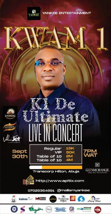 Kwam 1 set to dazzle fans at K1 De Ultimate live concert in Abuja