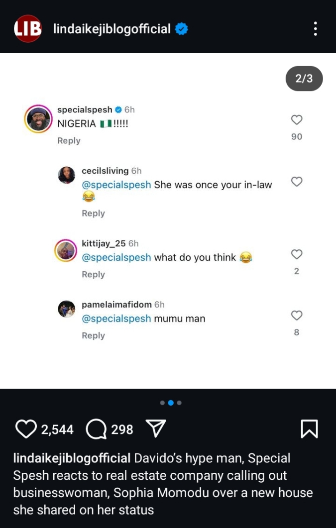 Davido's hypeman, Spesh, reacts as Real estate company debunks Sophia Momodu’s house ownership claims