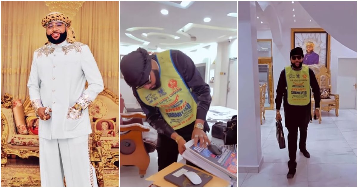 “I’m a Chosen Mopol” – E-money rocks church’s apron to work, shares testimony -VIDEO