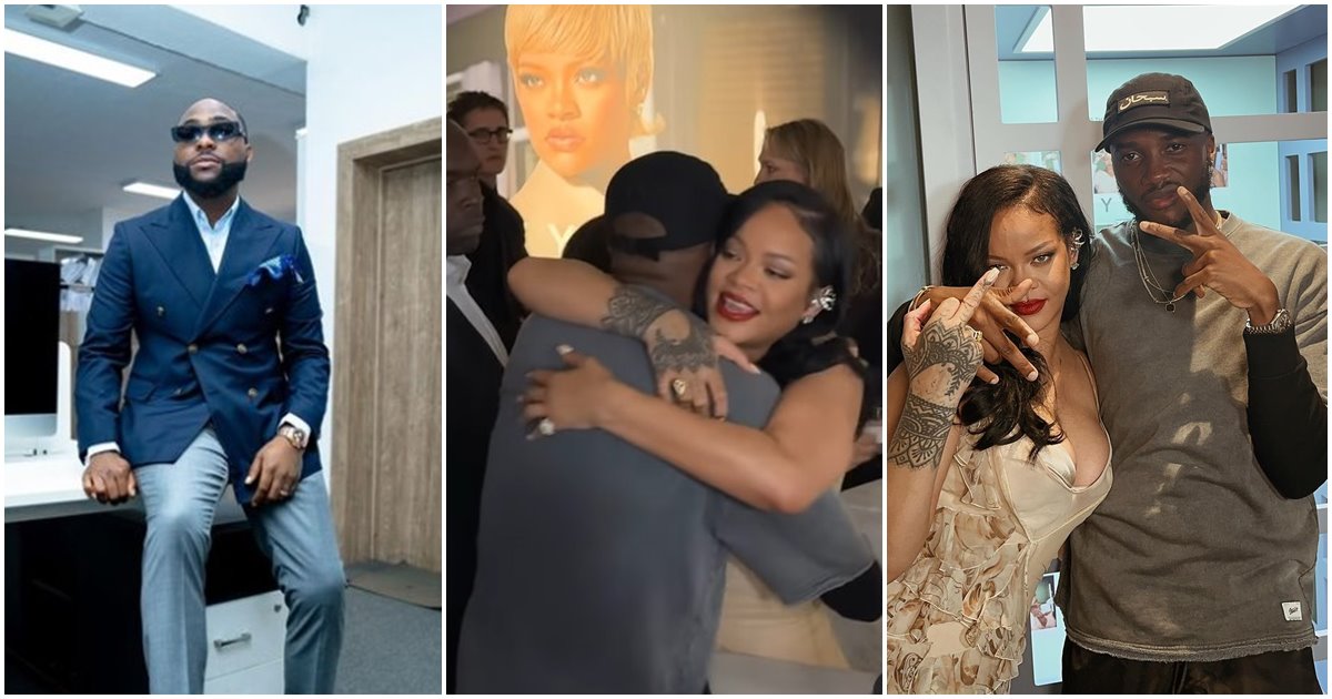 Davido, others react as video director, Dammy Twitch links up with Rihanna, duo share tight hug