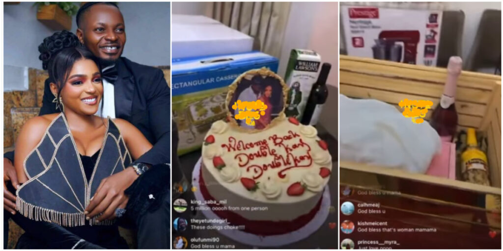 Fans surprise Kellyrae and wife, Kassia, with N5 million, expensive wine, cake, others