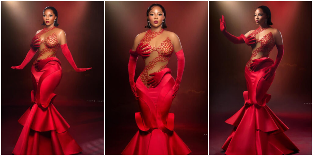 Toke Makinwa turns heads as she unveils her BBNaija finale outfit