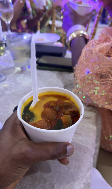 Saga Adeolu expresses disappointment over Amala portion served to him at wedding