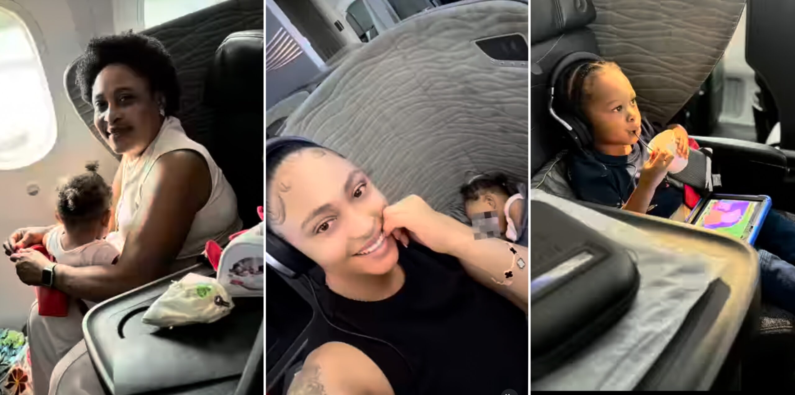 Olakunle Churchill’s wife, Rosy Meurer returns to Nigeria with children [VIDEO]