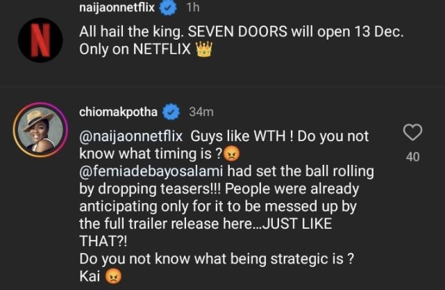 Chioma Akpotha berates Netflix for premature trailer release of Femi Adebayo’s Seven Doors