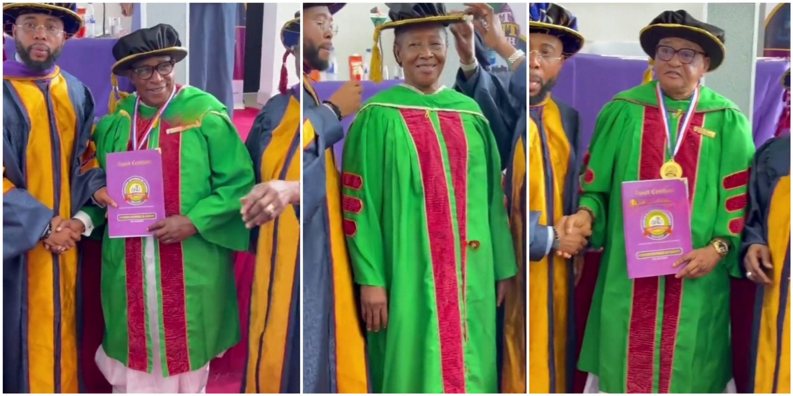 Jide Kosoko, Adebayo Salami, and Patience Ozokwo honored with prestigious doctorates in heartfelt video