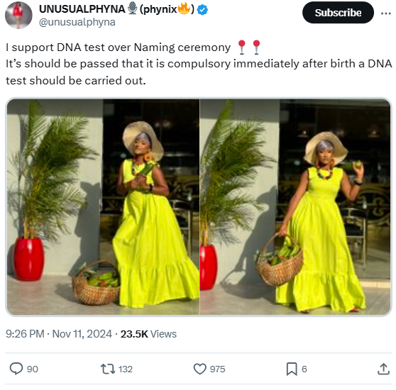 Phyna stirs reactions as she calls for mandatory DNA tests for every newborns