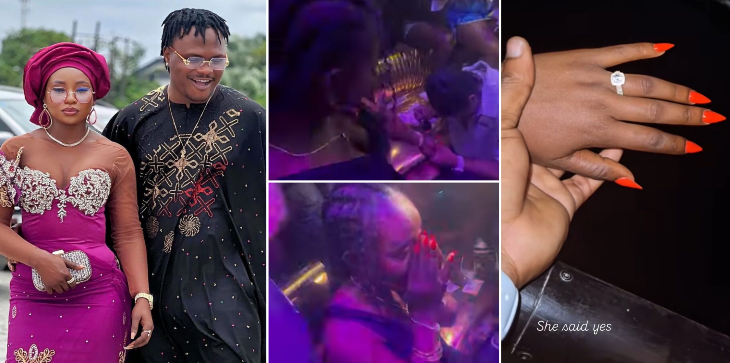 Oluwadolarz engages longtime girlfriend in Lagos nightclub[VIDEO]