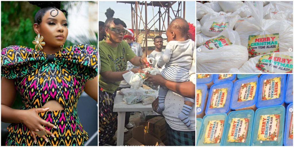 Yemi Alade distributes food items to 400 families in Lagos