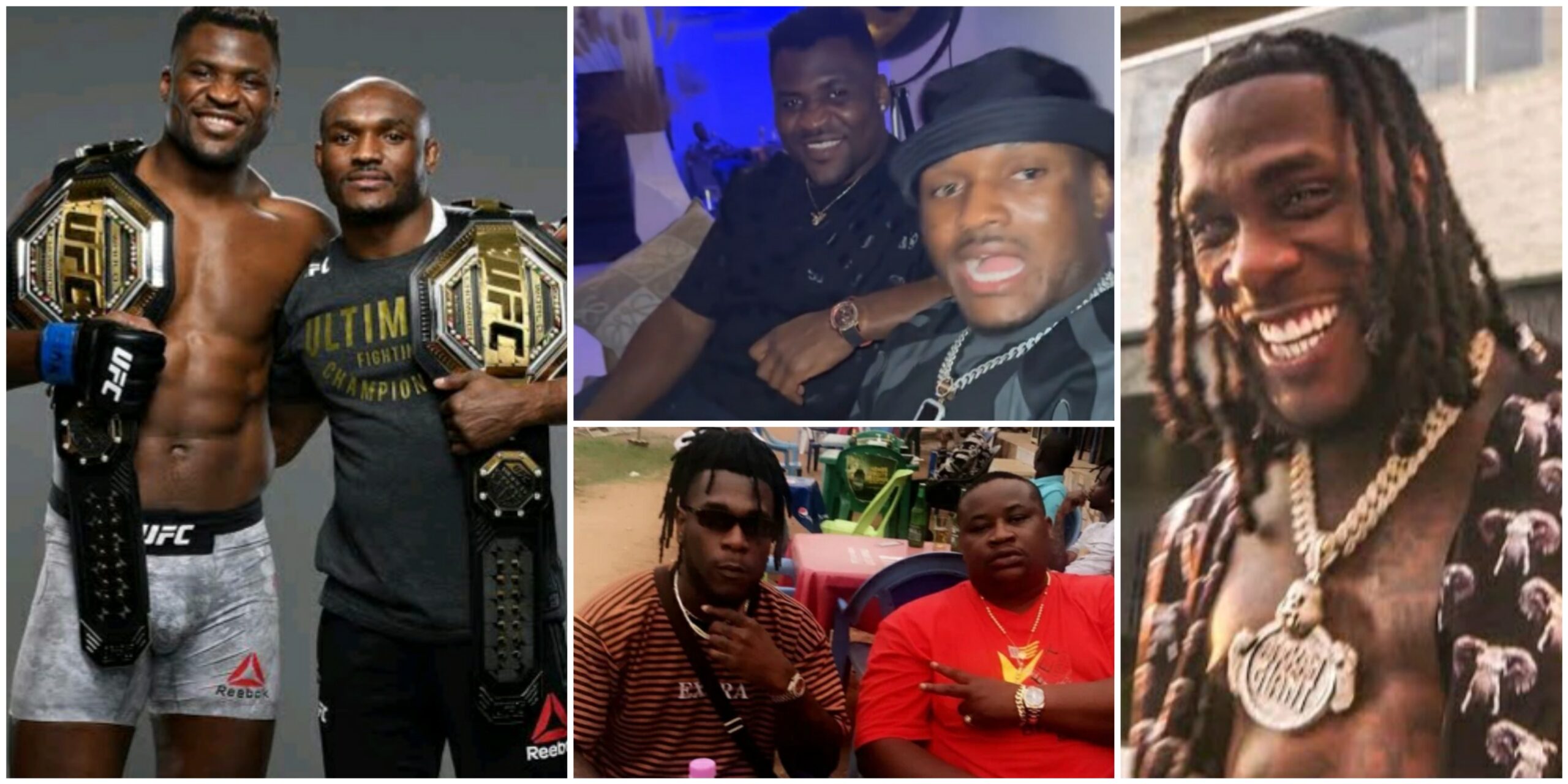 Amid spat with Chiefpriest, Burna boy hosts UFC stars Kamaru Usman and Francis Ngannou in his mansion