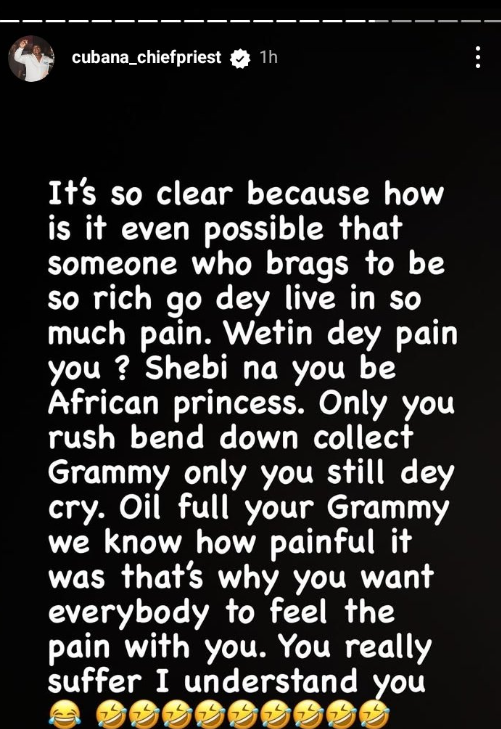 Cubana Chief Priest criticizes Burna Boy over Grammy win