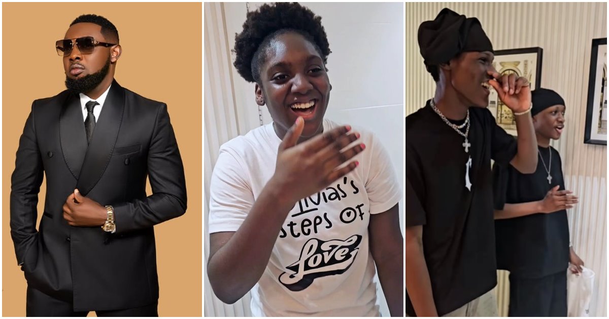 Heartwarming moment as AY Makun links up with 2baba’s children, engages singer’s daughter in hilarious convo