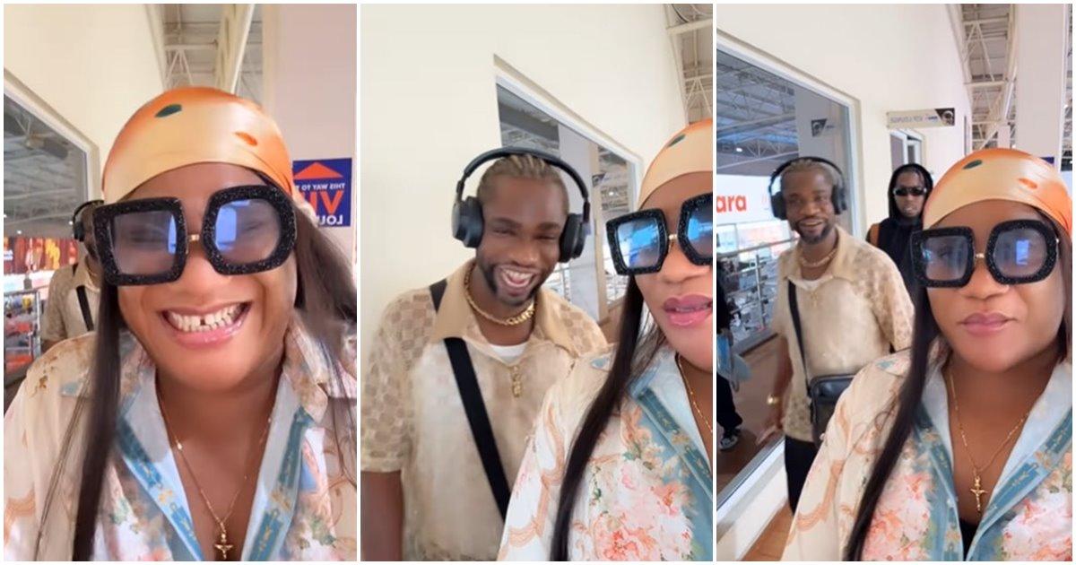 Speed Darlington lost in admiration of Nkechi Blessing’s backside as they met at airport -VIDEO