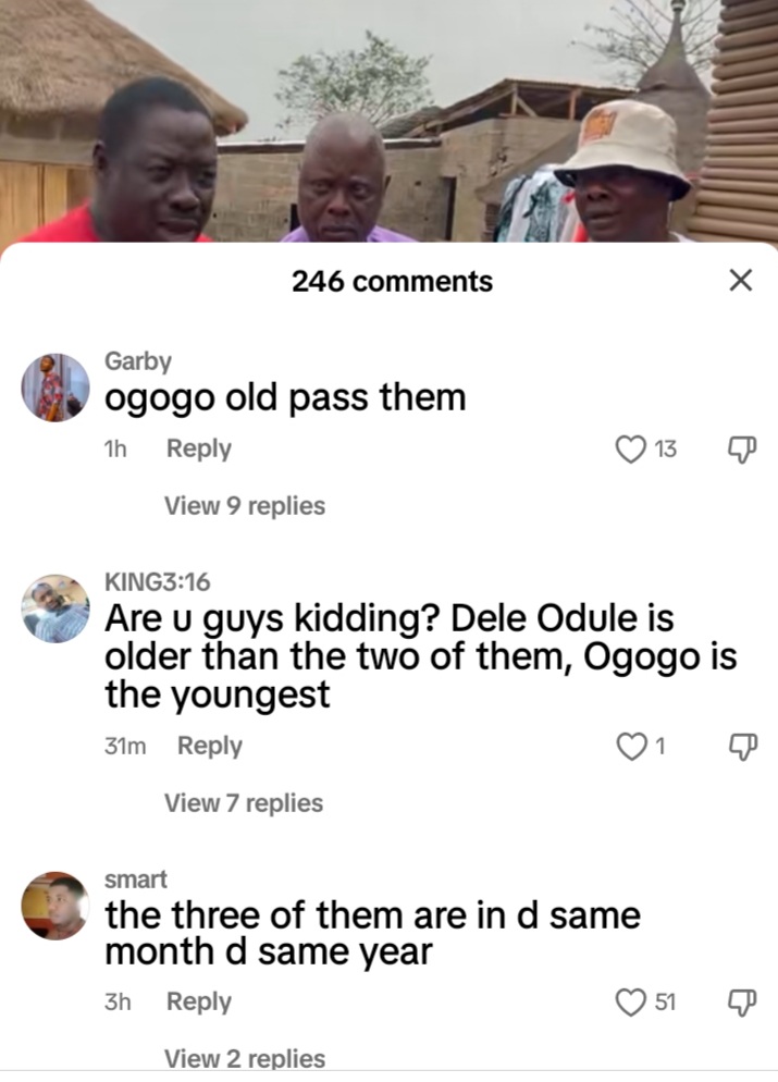 Equal-age Veterans Ogogo, Dele Odule, and Yinka Quadri banter over who is older in new clip