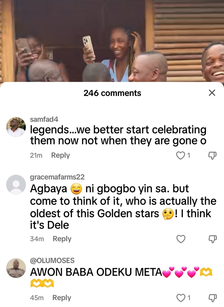 Equal-age Veterans Ogogo, Dele Odule, and Yinka Quadri banter over who is older in new clip