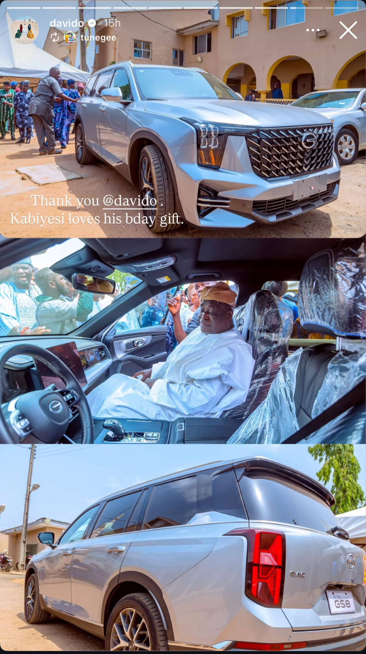 Davido gifts Timi of Ede luxury SUV on 70th birthday